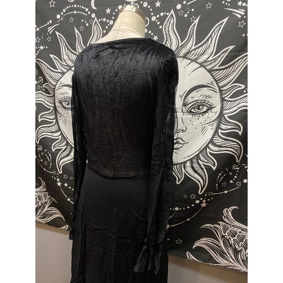 Mevisto black v neck half velvet cocktail dress sz 8 - Picture 5 of 6